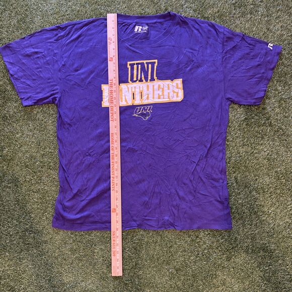 Vintage Y2K UNI Northern Iowa Panthers Purple Graphic Logo Tee Shirt Mens 2XL - Picture 2 of 10